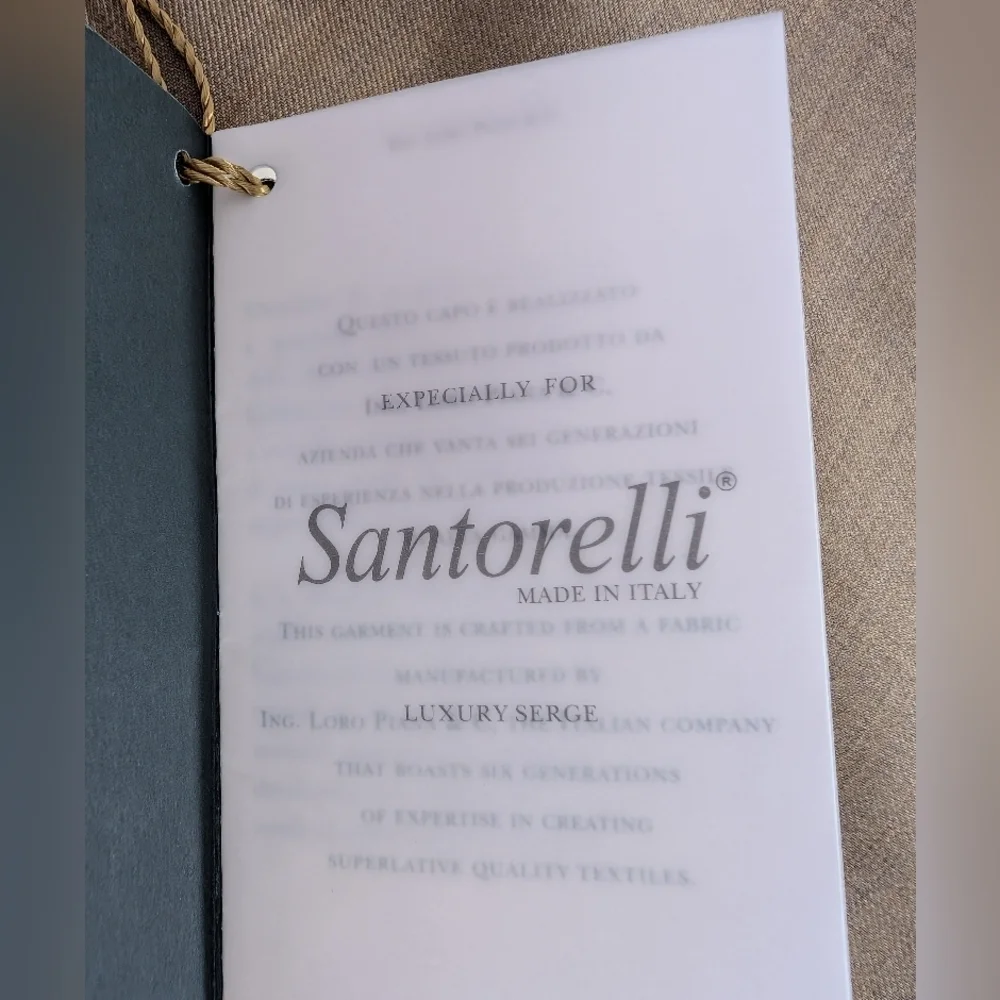 NWT! Santorelli Luxury Sedge Romeo Trousers 100% Virgin Wool in Tan Suze 36